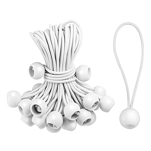 AllRight 100 Stück Spanngummi mit Kugel 160mm Planenspanner mit Kugel Gummischlaufen Expanderschlinge Zeltgummis Expanderschlingen Spanngummis für Partyzelte Planen Plakate Werbebanner weiß von AllRight