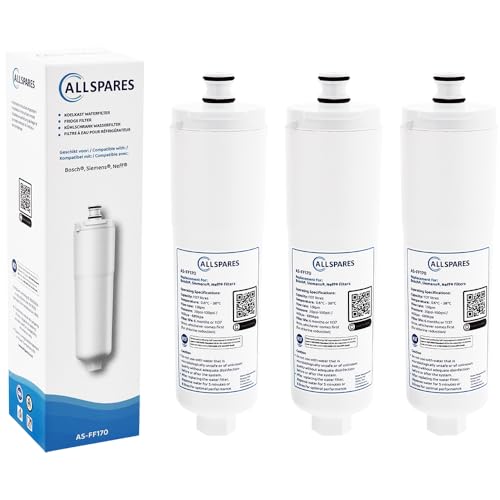 AllSpares Wasserfilter (3x) für Kühlschrank geeignet für Bosch Siemens Neff Balay CS-52 / CS-51 / 640565 und 3M 70020002518 von AllSpares