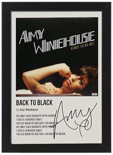 Amy Winehouse Back to Black Album Cover Signiertes Poster – Autogrammdruck, Fan-Merchandise-Geschenk (gerahmt, A4) von AllStarMedia