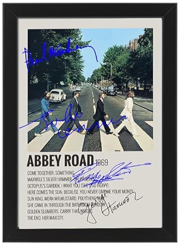 Beatles Abbey Road Poster, Autogramm, Albumcover, signiertes Poster, Wandkunstdruck, Fanartikel, Geschenk, Dekoration für Studio, Büro, Zuhause (ungerahmt, A4 (30 x 21 cm)) von AllStarMedia