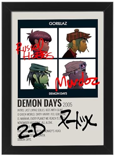 Demon Days by Gorillaz Album Song Cover signiertes Poster – Autogramm Display, Fanartikel Geschenk (gerahmt, A3) von AllStarMedia