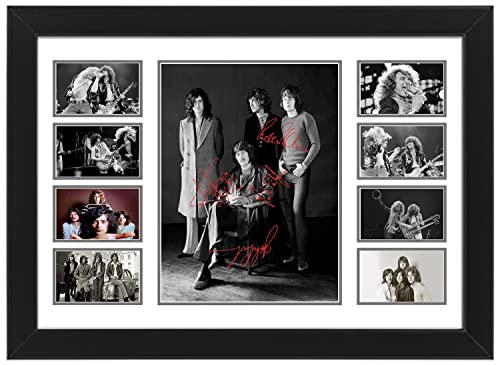 Led Zeppelin Autogramm-Collage-Posterdruck, limitierte Auflage, Autogramm-Poster für Zuhause, Büro und Studio, Wandkunst, Geschenk für Musikliebhaber, Fans, (gerahmt, A3 (42 x 30 cm)) von AllStarMedia