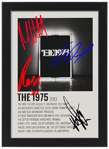 The 1975 Album Cover signiertes Poster, Autogramm-Druck, Fan-Merchandise-Geschenk, Sammlerstück/Memoribilia-Wandkunst, für den Pop-Rock-Band-Enthusiast von 1975 (gerahmt, A3) von AllStarMedia