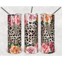 20 Oder 30Oz Becher | Florale Blumen Sublimation Gepard Leopard Rosen Deckel Mit Stroh Dünne Gerade Niedlich von AllThingsAffordable