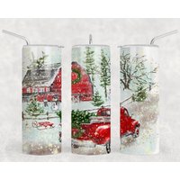 20 Oder 30Oz Becher | Rote Weihnachts-| Lkw-| Sublimation Dünne Gerade Doppelwandiges Deckel Mit Stroh Süße Spaß von AllThingsAffordable