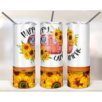 20 Oder 30Oz Skinny Becher | Happy Camper Fröhliche Sonnenblumen Doppelwandiges Gerade Sublimation von AllThingsAffordable