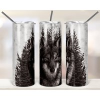 Grauer Wolf Skinny Becher | Wolfsbecher Dünne Draussen Sublimation Süße Lustige Doppelwandige von AllThingsAffordable