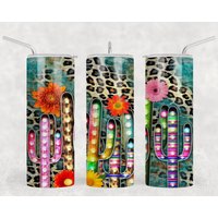 Kaktus Trommelbecher | Leopard Gepard Sublimation Doppelwandiges Deckel Mit Stroh Süße Dünne Gerade Tumbler von AllThingsAffordable