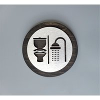 Toiletten - Und Duschzimmer Türschild. Duschsymbole. Badezimmer Schilder von AllVividArt