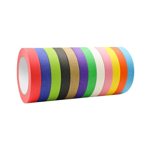 Allayu 12 teiliges Klebeband Set in 12 leuchtenden Farben, zum Beschriften, Basteln und Dekorieren, für Gummikunst und Grafikkünstler, handgerissenes Klebeband, Stück, 1.5 cm * 13 m von Allayu