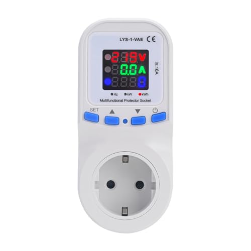 Allayu 2-in-1 16A Stromverbrauchsmesser Strommessgerät Steckdose Stromzähler Spannungsstrom-Beschützer Socket Protector Power Surge Zuverlässigkeit Haltbarkeit EU von Allayu
