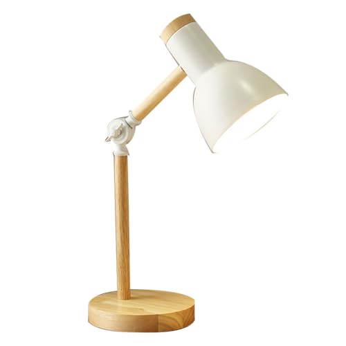 Allayu Augenschutz und energiesparende Moderne LED Lampe für Schreibtisch, einfache Montage, Bambus Schlafzimmerlampe, Tischlampe, Schreibtischlampe, Weiß von Allayu