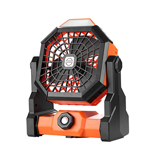 Allayu Drehbarer Camping Ventilator, Wandern, Mini Ventilatoren, Büro Hängekühler mit Taschenlampe, Kühlgerät, Outdoor Ausrüstung, Schwarzorange von Allayu