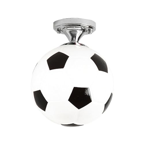 Allayu Fußball LED Deckenleuchten aus Premium Glas für kreative Kinder, Jungen, Schlafzimmer, Dekoration, Fußball, Bar, Club, Deckenleuchte, Schwarz von Allayu