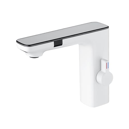 Allayu Kristallklare Badezimmerarmaturen aus gehärtetem Glas mit Infrarotsensor, Doppelsteuerung, automatischer Wasserschalter, Warm und Kaltwasserarmaturen, Typ+2 von Allayu