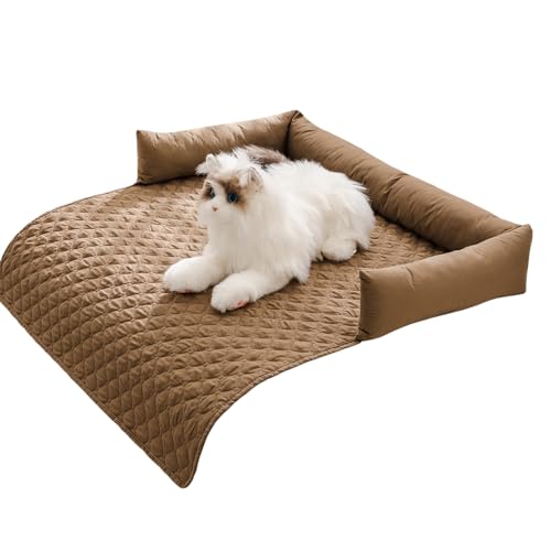 Allayu Kühlendes Sofa jährliches Katzenbett Schlafsofa Hundematte Komfortpolster 90 cm Waschbar Weiche rutschfeste Haustiermatte Verwendet für Sofa Auto, Kamel, 90X90cm von Allayu