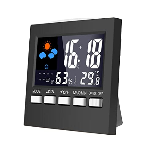 Allayu LCD Wecker, Hygrometer, Kunststoff, elektronisch, digital, Temperatur, Wetter, Wohnkultur, Kalenderuhren von Allayu