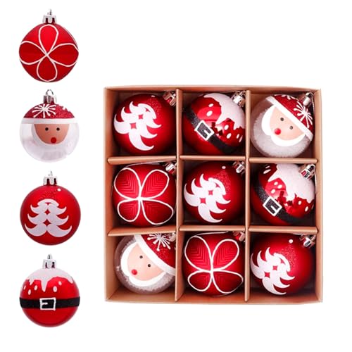Allayu Weihnachtskugel Set, Weihnachten, bruchsichere Hängekugeln, Weihnachtsornamente aus Kunststoff in Weihnachtsmannform, Dekorationen für Partys, Typ+1, 6CM9PCS von Allayu