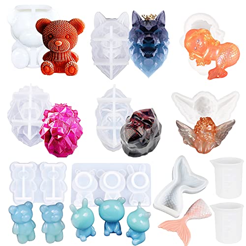 Allazone 3D Tierharz Formen Set, 9 Stück 3D Tierharz Resin Silikonform Gießform Meerjungfrau Silikon Harzform für Epoxidharz zur Herstellung von Dekoration, Basteln DIY Allazone 3D Tierharz Formen Set, 9 Stück 3D Tierharz Resin Silikonform Gießform Meerjungfrau Silikon Harzform für Epoxidharz zur Herstellung von Dekoration, Basteln DIY von Allazone