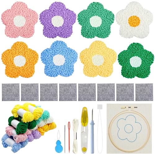 Allazone 8 Stück Punch Needle Untersetzer Kit DIY Blume Needle Punch Handwerk Stickerei Kit Filz Garne Stickerei Coaster Kunst und Handwerk Needle Coaster mit Anleitung für Anfänger Einfach Allazone 8 Stück Punch Needle Untersetzer Kit DIY Blume Needle Punch Handwerk Stickerei Kit Filz Garne Stickerei Coaster Kunst und Handwerk Needle Coaster mit Anleitung für Anfänger Einfach von Allazone