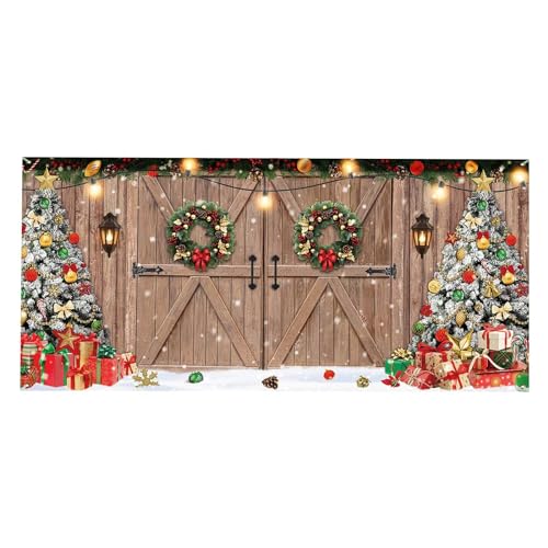 Allbestop Garagentor Abdeckung Weihnachten,Party Door Banner Weihnachten Türabdeckung Dekoration Großes Weihnachten Hintergrund Banner Für Festival Happy New Year Outdoor von Allbestop
