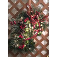 Deluxe Buchsbaum Kunstbelichteter Pferdekopfkranz Mit 100 Funkeln Lichtern - Weihnachten Urlaub Pferd von Alldesignsequine