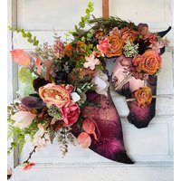 Frühling/Sommer Pink Pfirsich Kupfer Holz Pferdekopf Wanddeko Oder Kranz - Multi-Media Reitkunst Pferdeliebhaber Geschenk von Alldesignsequine