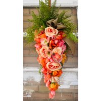 Orange Tulpe Rose Und Verschiedene Blumen Karotte Kranz - Ostern Frühlingskranz Express Versand Verfügbar von Alldesignsequine