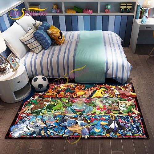 Allenada Teppich-Fußmatten, 3D-Druck Cartoon Square Flanell Cartoon Carpet Modern Home Living Room Floor Mat Bedroom Carpet(V6318) 150X180Cm von Allenada