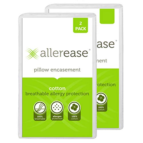 Aller-Ease AllerEase Schutzkissen für Allergie, Baumwolle Königin (Queen) 2 Pack weiß von Aller-Ease