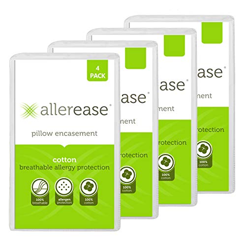 Aller-Ease Kissenschutz zum Schlafen 100% atmungsaktive Baumwolle, Weiß, 4 Count (Pack of 1), 4 von Aller-Ease