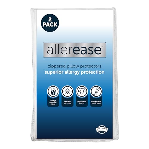 Aller-Ease MAXIMALY KISSENSCHUTZ King,2er Pack - Hypoallergener Kissenbezug mit Reißverschluss Design verhindert das Ansammeln von Bettwanzen und Allergenen, maschinenwaschbar, 2er Pack, weiß von Aller-Ease