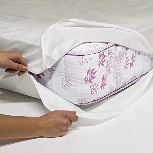 Allergosystem Milbenschutz Set bestehend aus einem Spannbettlaken mit Reißverschluss für Wiege/Wiege, 70 x 140 x 10 cm und Kissenbezug 40 x 60 cm, Polyester von Allergosystem