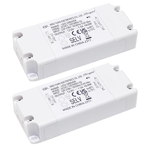 2er LED Trafo 12V 18W 1.5A Transformator,12V Netzteil Kein Flimmern, Trafo 230v auf 12v Für MR11 G4 MR16 GU5.3 Lampe Lichtstreifen 2er LED Trafo 12V 18W 1.5A Transformator,12V Netzteil Kein Flimmern, Trafo 230v auf 12v Für MR11 G4 MR16 GU5.3 Lampe Lichtstreifen von Allesgute
