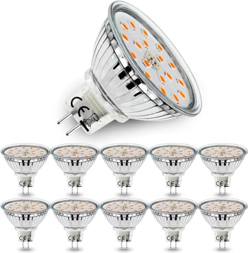 Allesgute 10er Set GU5.3 MR16 LED Lampen 3000K Warmweiß,5W ersetzt für 45W Halogen Lampe 450lm LED Birne AC/DC 12V Spot-Nicht Dimmbar von Allesgute