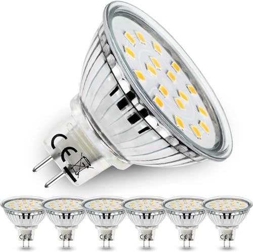 Allesgute 6er Set MR16 GU5.3 LED Lampen, 5W GU 5.3 12V Strahler Ersetzt für 45W Halogen Lampe, Neutralweiß 4500K 450lm LED Birne Leuchtmittel AC/DC 12V Spot von Allesgute