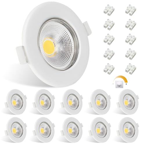 Allesgute 10er LED Einbaustrahler 230V Dimmbar 7W Weiße Einbauleuchten Flach LED Spot 4000K Neutralweiß Einbauspots 65-85mm Lochmaß Deckenspots für Schlafzimmer Küche Wohnzimmer von Allesgute