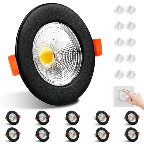 Allesgute 10er LED Einbaustrahler 230V Dimmbar Schwarz 10W 850LM Einbauleuchten Led Spots 3000K Warmweiß Einbauspots 65-85mm Lochmaß für Schlafzimmer Küche Wohnzimmer von Allesgute