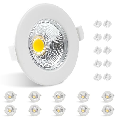 Allesgute 10er LED Einbaustrahler 230V Flach Weiße Einbauleuchten Deckenspots 10W LED Spot 850LM 3000K Warmweiß Einbauspots 68mm für Schlafzimmer Küche Wohnzimmer von Allesgute