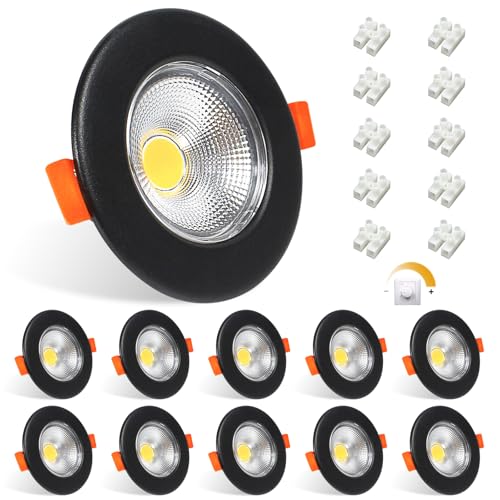 Allesgute 10er LED Einbaustrahler 230V Schwarz Dimmbar 7W 600LM LED Spots Flach Einbauleuchten Deckenspots 65-85mm Lochmaß Einbauspots 4000K Neutralweiß für Schlafzimmer von Allesgute