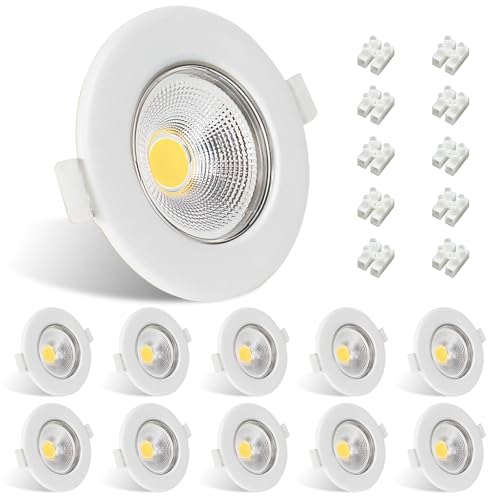 Allesgute 10er LED Einbaustrahler 68mm 230V LED Spot Einbauleuchten Weiße 4000K Neutralweiß 600LM Einbauspots Flach 33mm für Schlafzimmer Küche Wohnzimmer von Allesgute