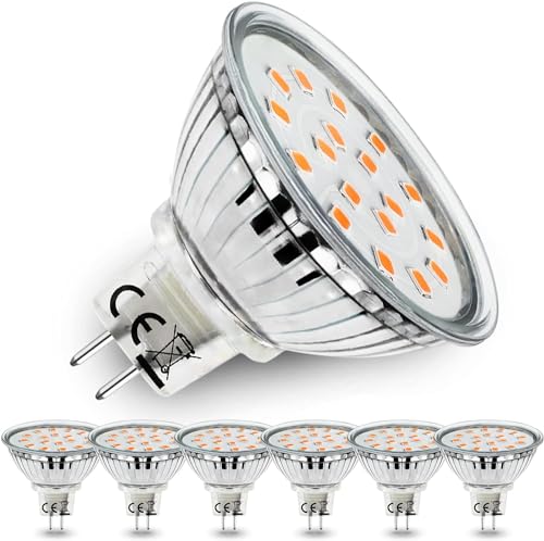 Allesgute 6er Set GU5.3 LED Warmweiß 5W MR16 LED 12V Leuchtmittel ersetzt für 45W Halogen Lampe 450lm LED Birne Glühbirne -Nicht Dimmbar von Allesgute