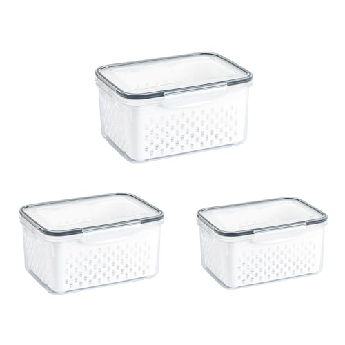 Alleshelfer Kühlschrank Organizer, Frischhaltedosen mit Deckel Sieb, Kühlschrank Organizer Set, 3 Set 850ML+1750ML+3300ML, Fridge Organizer für Obst Gemüse Aufbewahrung, Salat, Beeren Alleshelfer Kühlschrank Organizer, Frischhaltedosen mit Deckel Sieb, Kühlschrank Organizer Set, 3 Set 850ML+1750ML+3300ML, Fridge Organizer für Obst Gemüse Aufbewahrung, Salat, Beeren von Alleshelfer