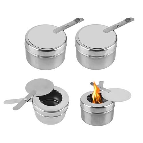 Brennpastenbehälter, Brennpasten Behälter mit Deckel, Brennpastenbehälter Edelstahl, Brennpaste für Warmhaltebehälter, Brennpaste Behälter für Buffets, Grillpartys, Outdoor (Silber-4 Stück) von Alleshelfer