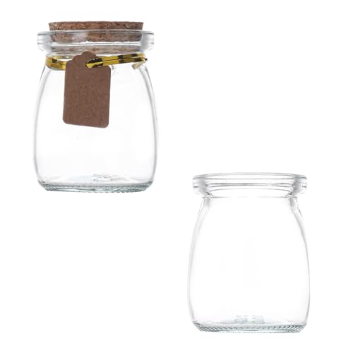 Gläser 100ml mit Korkdeckel,20 Pack Kleine Glas Geschenk Glasflaschen, Small Glass Favor Jars Bottles mit Etikett,Hanfseil & Abdeckung,Pudding Gläser für Joghurt Pudding Hochzeitsgeschenke von Alleshelfer