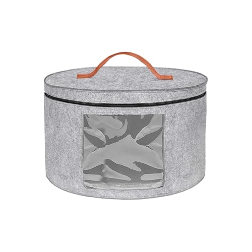Hat Organizer, Rund Mützen Aufbewahrung, Faltbare Hut Aufbewahrungsbox, Hutschachtel mit Deckel und Reißverschluss, mit Ledergriff, Transparentes Window für Schrank oder Reise, 43x26cm, Light Gray Hat Organizer, Rund Mützen Aufbewahrung, Faltbare Hut Aufbewahrungsbox, Hutschachtel mit Deckel und Reißverschluss, mit Ledergriff, Transparentes Window für Schrank oder Reise, 43x26cm, Light Gray von Alleshelfer