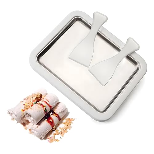 Rolled Ice Cream Maker Set, Eisplatte mit 2 Spateln, Eiscreme Roller für hausgemachte Eiscreme und gefrorenen Joghurt von Alleshelfer