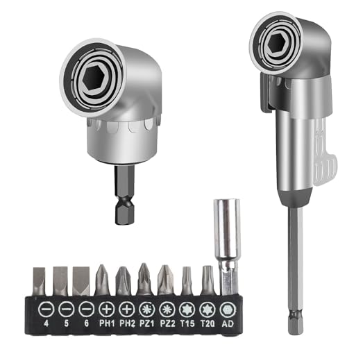 Winkelschrauber Vorsatz Adapter, 105° Corner Tool Screw Hub With Multi-Function Bend Screwdriver Bit, mit 1/4-Zoll Schnellwechsel und Magnetischen Bit Halter Winkelschraubendreher Winkelschraubvorsatz Winkelschrauber Vorsatz Adapter, 105° Corner Tool Screw Hub With Multi-Function Bend Screwdriver Bit, mit 1/4-Zoll Schnellwechsel und Magnetischen Bit Halter Winkelschraubendreher Winkelschraubvorsatz von Alleshelfer