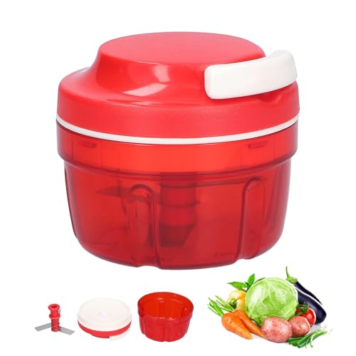 Zwiebelschneider, Zwiebelschneider mit Seilzug, Rot Zwiebel Zerkleinerer, Gemüseschneider Haushalt Kordelzug Design, Handbuch Gemüsehacker, Shredder Fleischmixer, Küchenbedarf 300ML von Alleshelfer