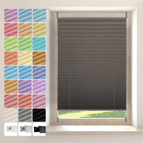 Allesin zen Plissee ohne Bohren nach Maß, Plissees Klemmfix, Breite 25-100 cm, Höhe 25-230 cm, 10 Farben, 4 Profilfarben, Faltrollo Plisseerollo Jalousie für Fenster und Tür, Sicht- und Sonnenschutz von Allesin zen